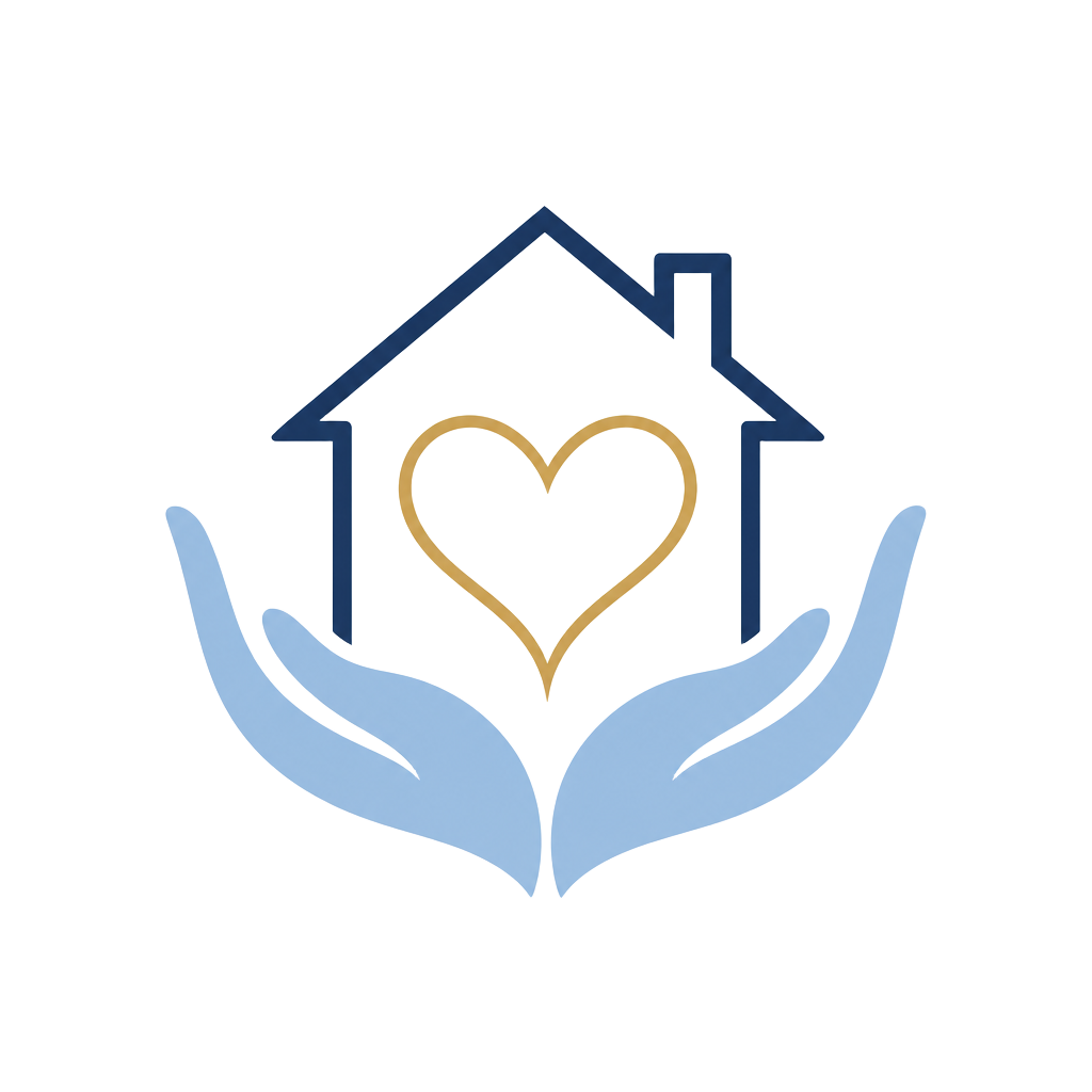 Haven Care Solutions logo: a house with a heart held by caring hands